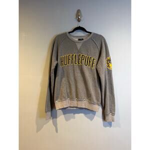 Harry Potter Hufflepuff Crewneck Sweatshirt Gray Yellow Size Small